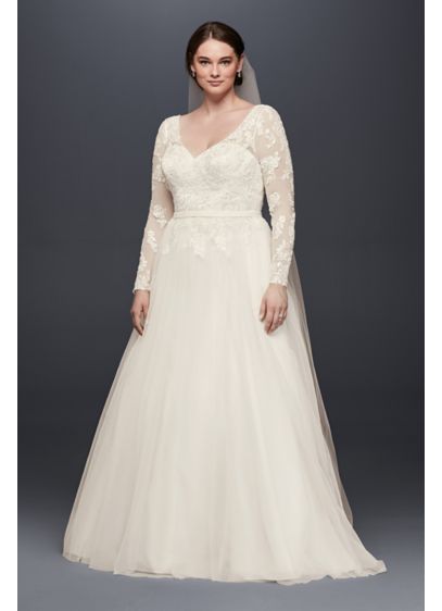 Plus Size Long Sleeve Wedding Dress With Low Back - Davids Bridal