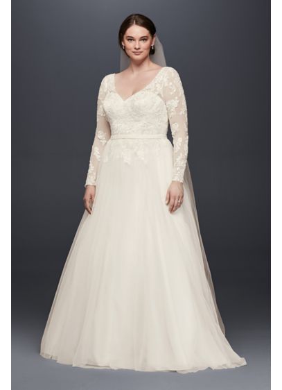 Plus Size Long Sleeve Wedding Dress With Low Back David S Bridal