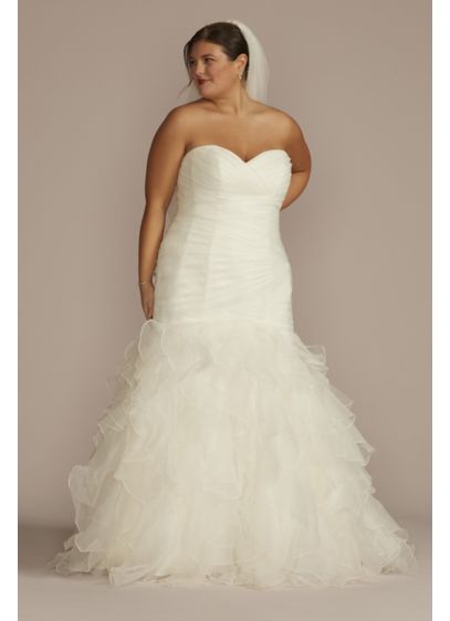 Ruffled Organza Plus Size Mermaid Wedding Dress David S Bridal