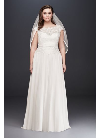 Illusion Lace And Chiffon Plus Size Wedding Dress David S Bridal
