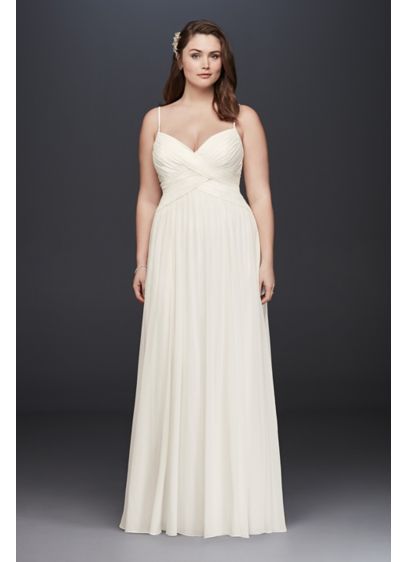 Ruched Bodice Chiffon Plus Size Wedding Dress David S Bridal
