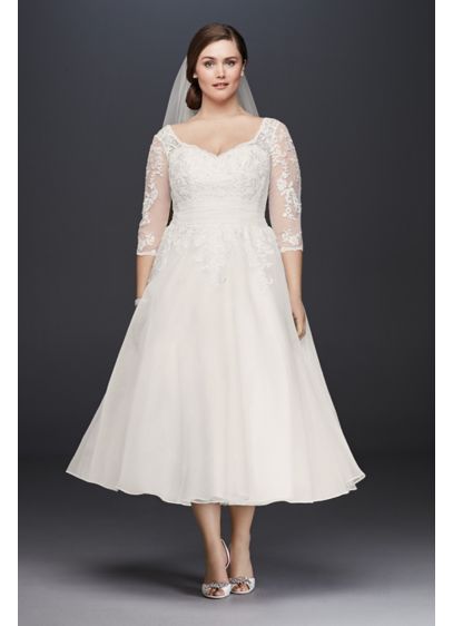 Tulle Plus  Size  Tea  Length  Wedding  Dress  David s Bridal  Tulle Plus  Size  Tea  Length  Wedding  Dress  David s Bridal
