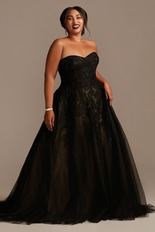 Sheer Lace and Tulle Plus Size Wedding ...