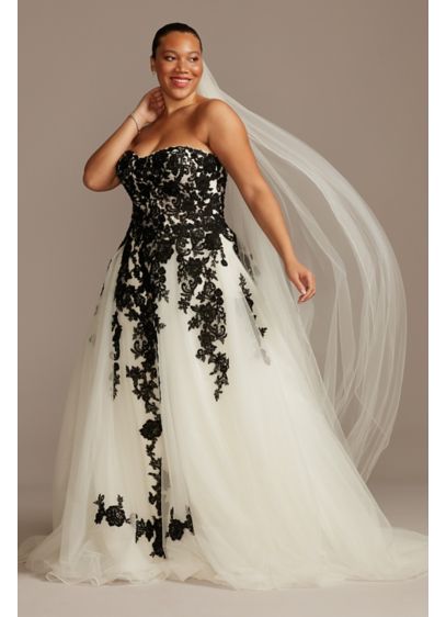 Tulle Plus Size Wedding Dress With Illusion Straps David S Bridal