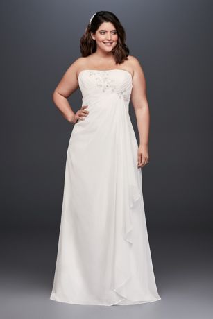 Draped And Beaded Chiffon Plus Size Wedding Dress David S Bridal
