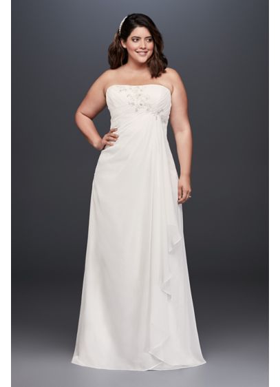 Draped And Beaded Chiffon Plus Size Wedding Dress David S Bridal
