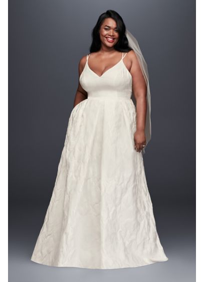 Floral Jacquard A Line Plus Size Wedding Dress David s Floral Jacquard A Line Plus Size Wedding Dress David s
