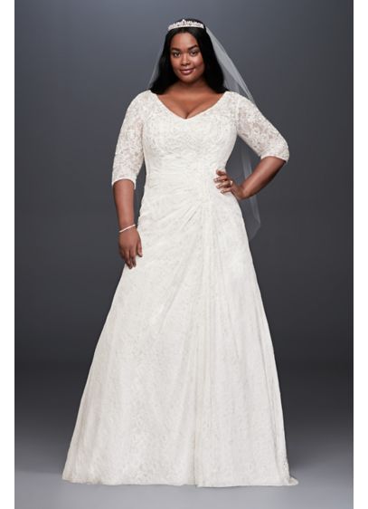 2019 Wedding Gowns Plus Size Bridal Dress With 3 4 Sleeves Slayingdress