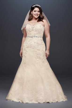 Beaded Illusion Plus Size Ball Gown Wedding Dress | David's Bridal