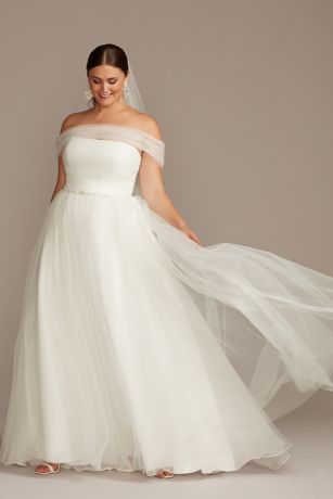 tulle off shoulder wedding dress