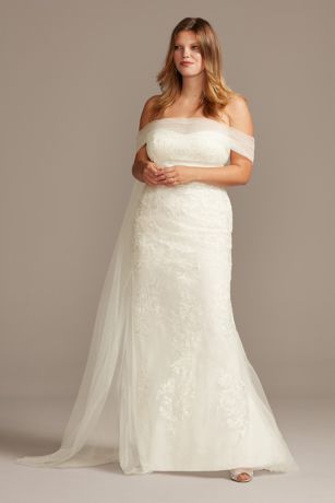 off shoulder wedding gown for chubby