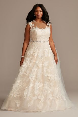 illusion neckline wedding dress plus size