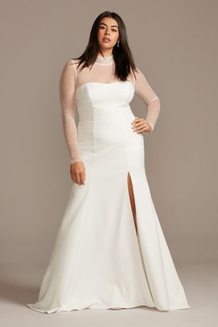 high neck plus size wedding dress