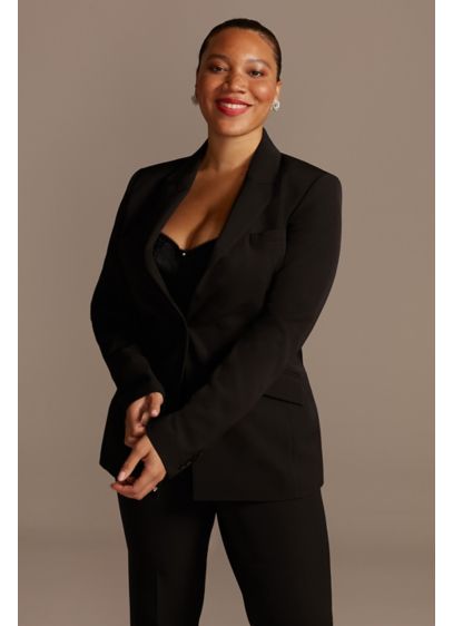 Single Button Relaxed Fit Plus Size Suit Jacket - This sophisticated relaxed fit plus size suit jacket