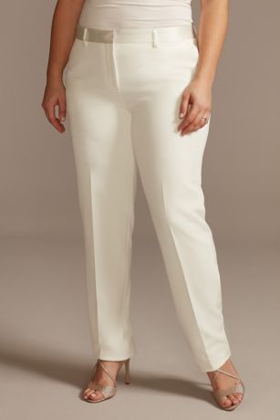 Picture of Satin Waistband Fitted Suit Pants