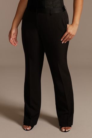 plus size black satin pants