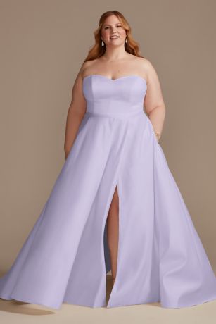 Picture of Strapless Satin Wedding Dress with Slit