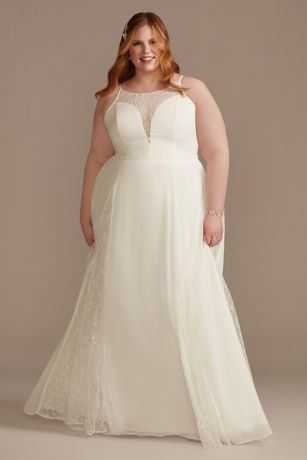 Picture of High Neck Illusion and Lace Godet Wedding Dress