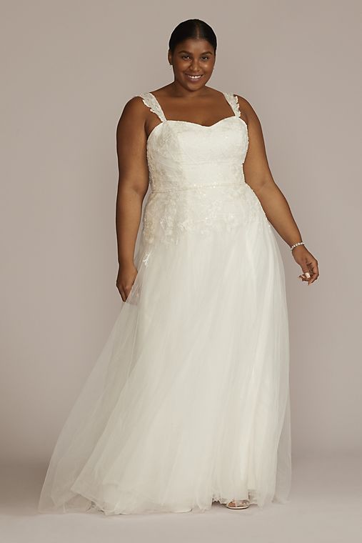 DB Studio Lace Tank Sleeve A-Line Wedding Gown