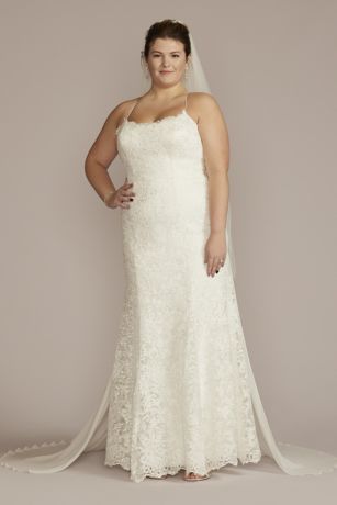 Picture of Spaghetti Strap Allover Lace Sheath Wedding Gown
