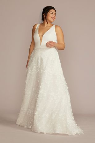 Picture of 3D Floral Crepe A-Line Wedding Dress with Pockets