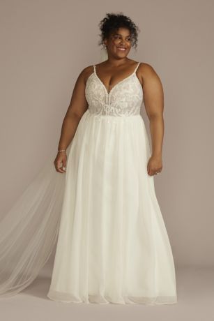 Picture of Lace Bodice Spaghetti Strap A-line Wedding Dress