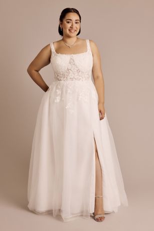 Picture of Illusion Bodice Square Neck Wedding Dress