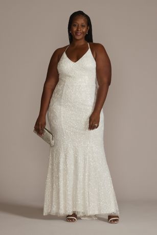 spaghetti strap plus size wedding dresses