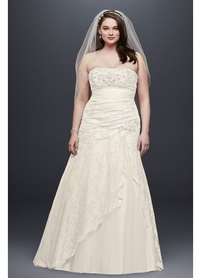 Lace A-line Side Split Plus Size Wedding Dress | David's Bridal