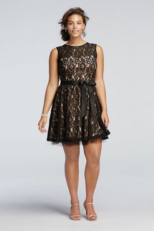 black lace a line dress