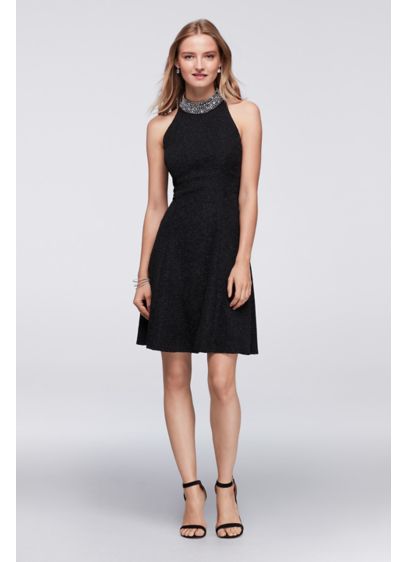 High Neck Halter Dress with Beaded Collar David s Bridal High Neck Halter Dress with Beaded Collar David s Bridal