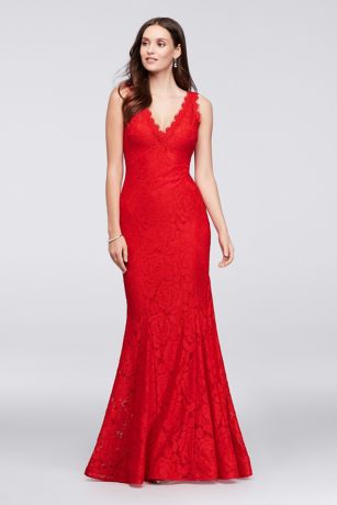david's bridal red and black dress