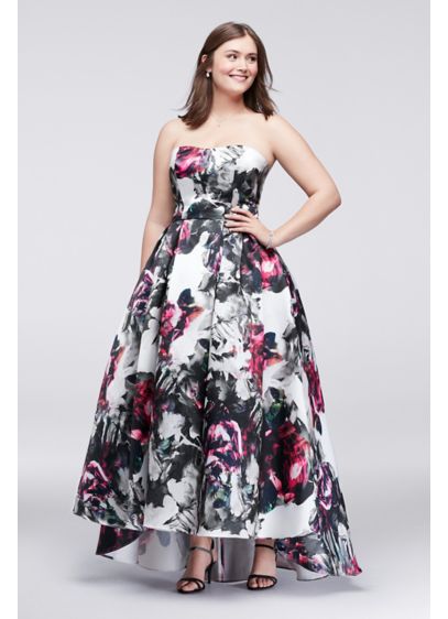 High Low Floral  Satin Plus  Size  Ball Gown David s Bridal