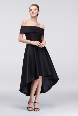 off shoulder cocktail dress black