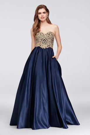 navy gold dress