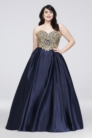 blue and gold plus size dress