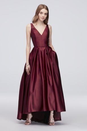 david's bridal satin tank long ball gown