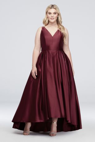 david's bridal satin tank long ball gown