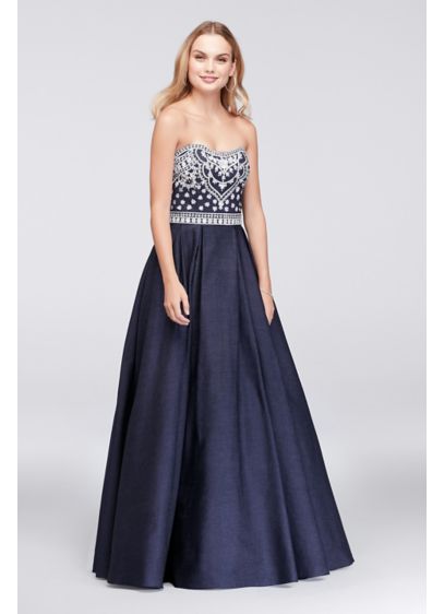 Embroidered Denim  Ball Gown David s Bridal Embroidered Denim  Ball Gown David s Bridal