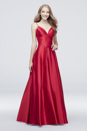 betsy & adam satin evening gown