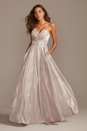 silver strapless dress