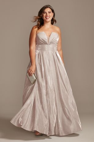 silver strapless dress