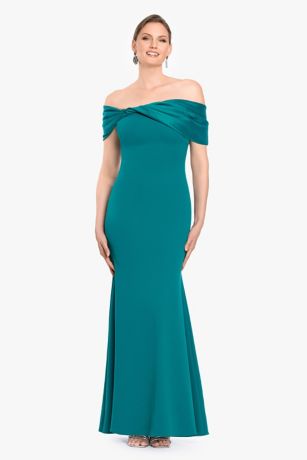 Picture of Asymmetrical Twist Bodice Crepe Sheath Dress