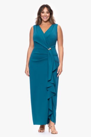 Picture of Crepe V-Neck Sheath Dress with Side Cascade