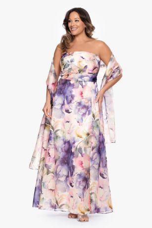 Picture of Organza Floral A-Line Dress with Matching Wrap
