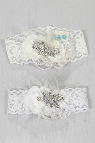 Personalized Rhinestone Pearl Vintage Lace Garter