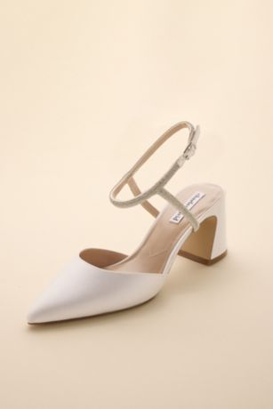 Picture of Satin Pointed Toe Block Heels with Crystal Straps