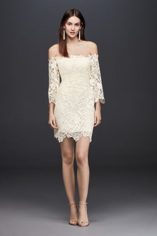 off the shoulder lace dress with sleeves