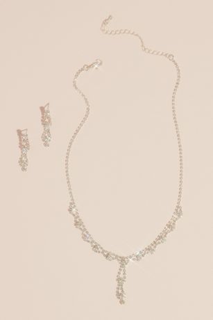 Picture of Double Drop Crystal Earring and Necklace Set