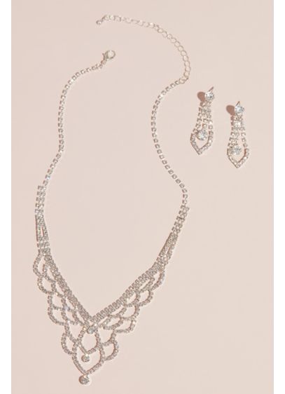 David's Bridal Multi (Deep V Scalloped Necklace and Earring Set)